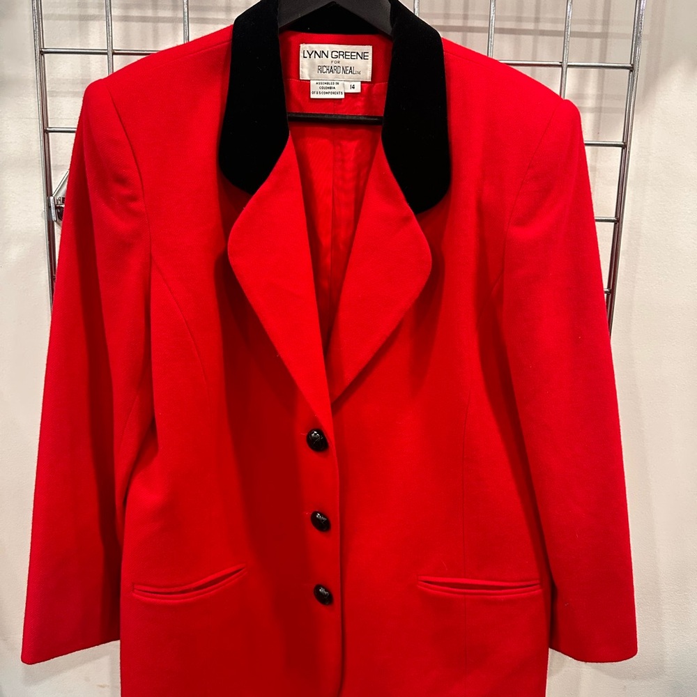 Red and Black Blazer Classic Wool Blend